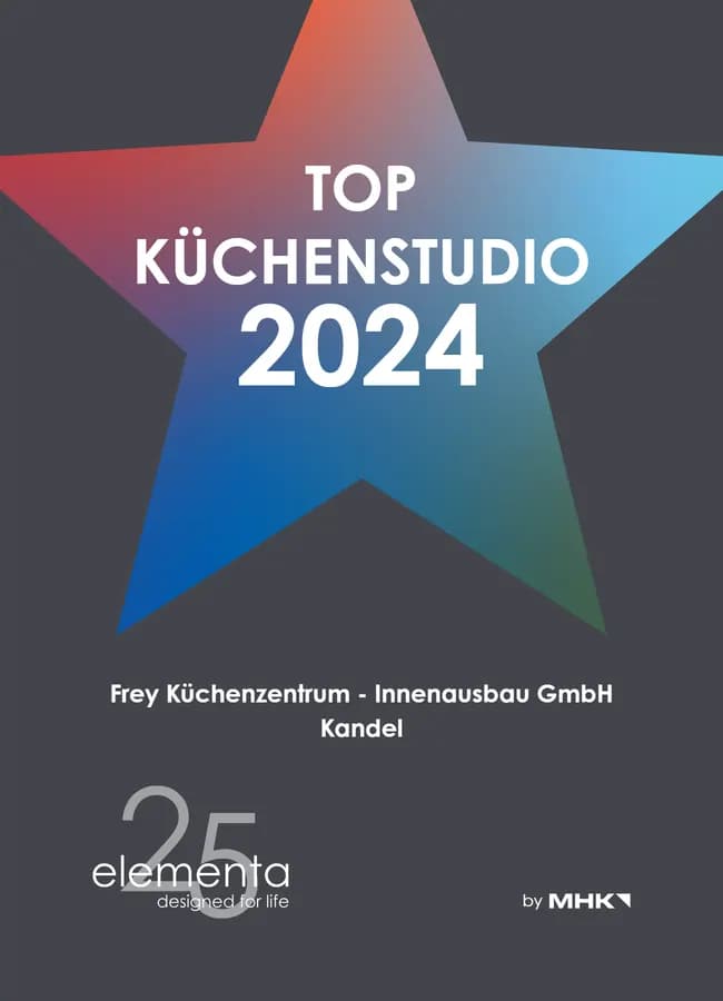 Elementa-Auszeichnung „Top Küchenstudio 2024“ für Frey Küchenzentrum, Kandel