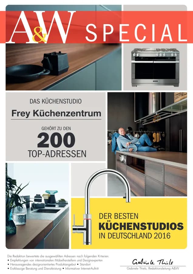 AW Special: Frey Küchenzentrum gehört zu den 200 Top-Adressen der besten Küchenstudios in Deutschland 2016